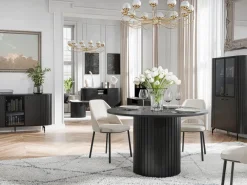 Komody></noscript>DOLMAR Czarna nowoczesna komoda z witryną 150 cm do salonu ZELDA czarny