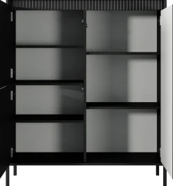 Zestawy Mebli Do Salonu|Komody>LASKI Czarna nowoczesna komoda do salonu 103 cm SAREVO frezowana czarny