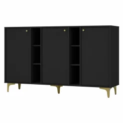 Komody>Lempert Czarna nowoczesna komoda trzydrzwiowa do salonu 160 cm TOKEN czarny grafit