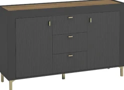 Zestawy Mebli Do Sypialni|Zestawy Mebli Do Salonu>DOLMAR Czarna nowoczesna komoda z drzwiami i szufladami 137 cm MISTY czarny