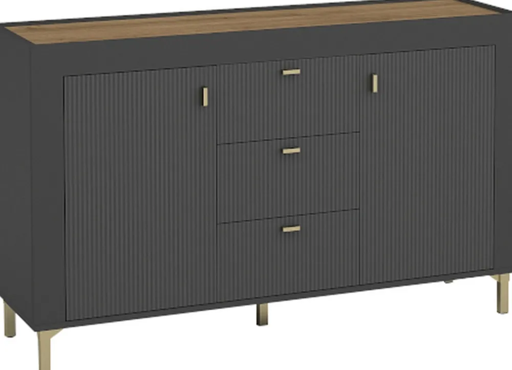 Zestawy Mebli Do Sypialni|Zestawy Mebli Do Salonu>DOLMAR Czarna nowoczesna komoda z drzwiami i szufladami 137 cm MISTY czarny