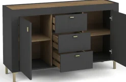 Zestawy Mebli Do Sypialni|Zestawy Mebli Do Salonu>DOLMAR Czarna nowoczesna komoda z drzwiami i szufladami 137 cm MISTY czarny