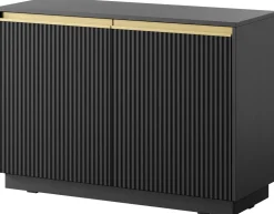 Komody>PIASKI Czarna nowoczesna komoda z ryflowanymi frontami 103 cm RAVO czarny