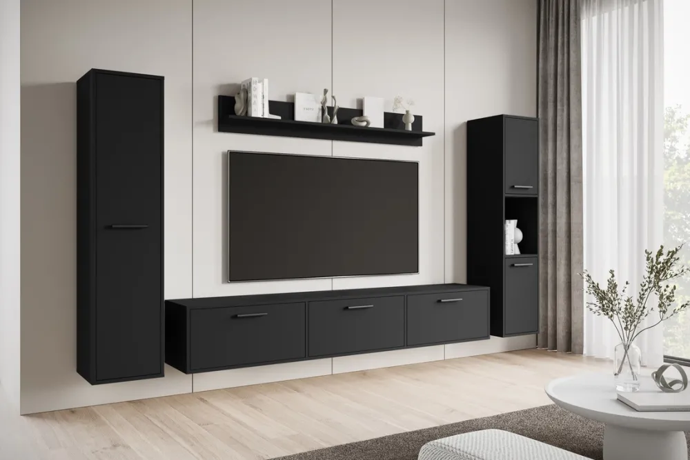 Meblościanki>BRATEX Czarna nowoczesna meblościanka RTV do salonu BUENO czarny