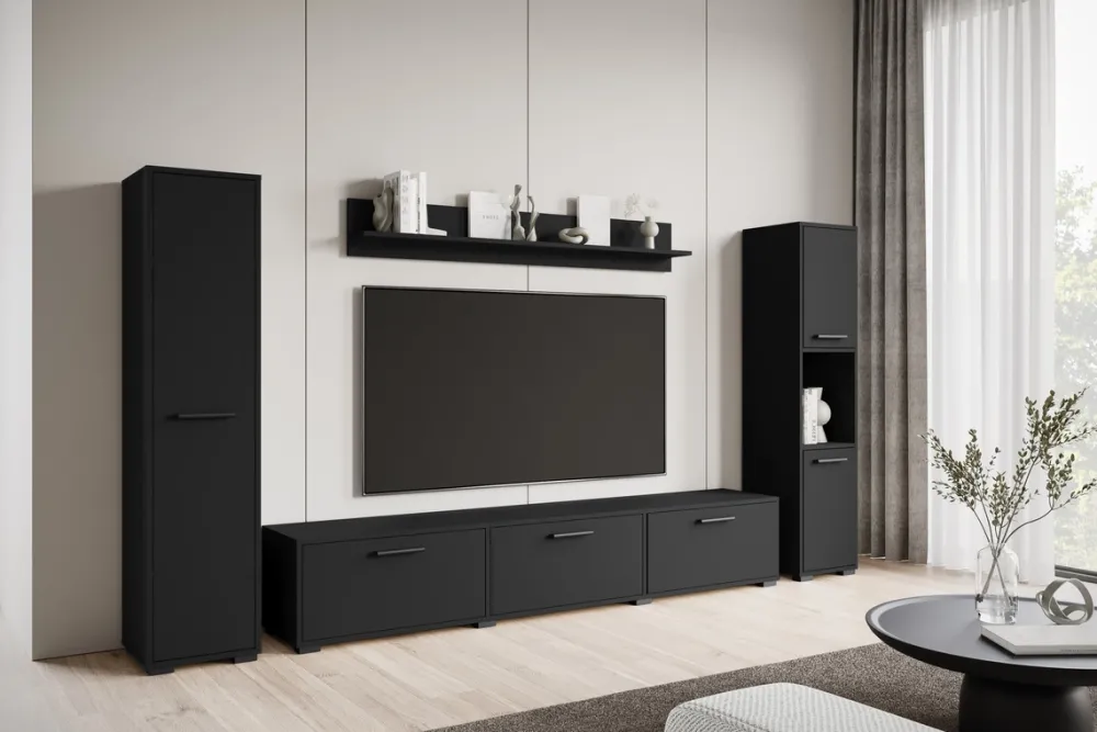 Meblościanki>BRATEX Czarna nowoczesna meblościanka RTV do salonu BUENO czarny