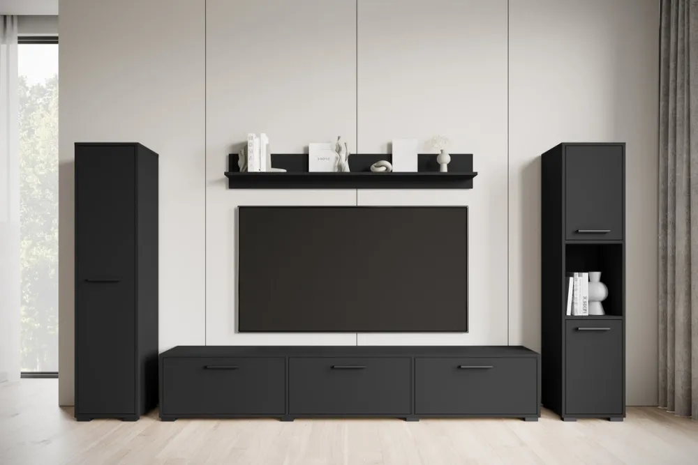 Meblościanki>BRATEX Czarna nowoczesna meblościanka RTV do salonu BUENO czarny