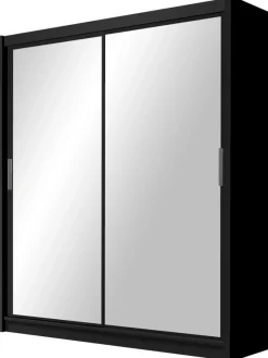 Meble Dla Dzieci|Zestawy Mebli Do Przedpokoju>Stolar Czarna nowoczesna szafa z dużym lustrem 120 cm PASCAL czarny