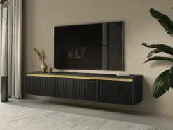 Szafki Rtv></noscript>PIASKI Czarna nowoczesna szafka RTV pod telewizor 180 cm RAVO czarny