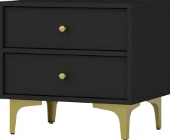 Szafki Nocne>Lempert Czarna nowoczesna szafka nocna z szufladami 52 cm TOKEN czarny grafit