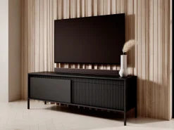 Szafki Rtv></noscript>LASKI Czarna nowoczesna szafka RTV na nóżkach pod telewizor 153 cm SAREVO czarny