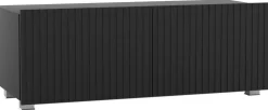 Szafki Rtv>GiB Meble Czarna nowoczesna szafka RTV 100 cm z ryflowanymi frontami KORDIS czarny