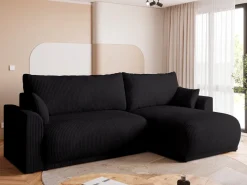 Meble Dla Dzieci|Meble Młodzieżowe>BROMARKT Czarna rozkładana kanapa narożna do salonu z funkcją spania MORENO