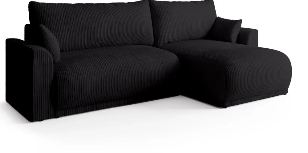 Meble Dla Dzieci|Meble Młodzieżowe>BROMARKT Czarna rozkładana kanapa narożna do salonu z funkcją spania MORENO