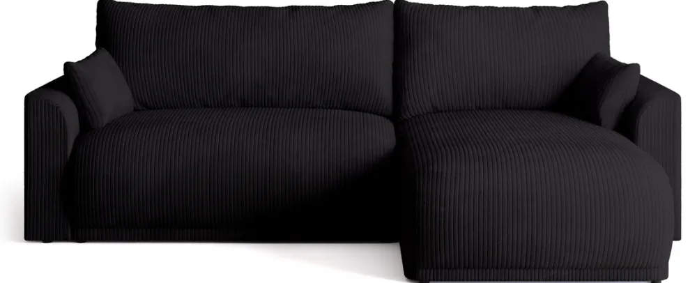 Meble Dla Dzieci|Meble Młodzieżowe>BROMARKT Czarna rozkładana kanapa narożna do salonu z funkcją spania MORENO