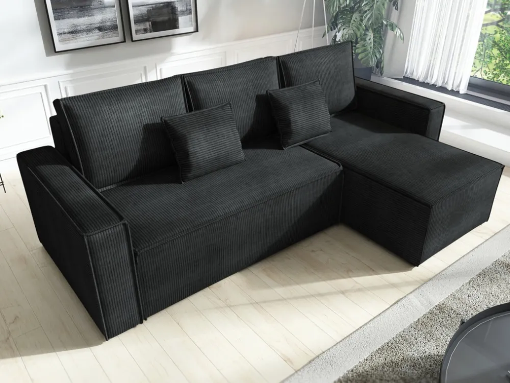 Meble Dla Dzieci|Narożniki>IZABELLA MEBLE Czarna rozkładana rogówka z funkcją spania DEXTER