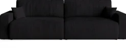 Meble Dla Dzieci|Meble Młodzieżowe></noscript>BROMARKT Czarna rozkładana sofa do salonu z pojemnikiem i funkcją spania PUMI