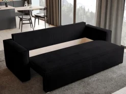 Meble Dla Dzieci|Meble Młodzieżowe></noscript>BROMARKT Czarna sofa z funkcją spania do salonu TOP pojemnik na pościel sztruks