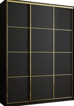 Szafy Trzydrzwiowe|Szafy Przesuwne>BROMARKT Czarna szafa do przedpokoju 180 cm GOLD NEW MAX czarny