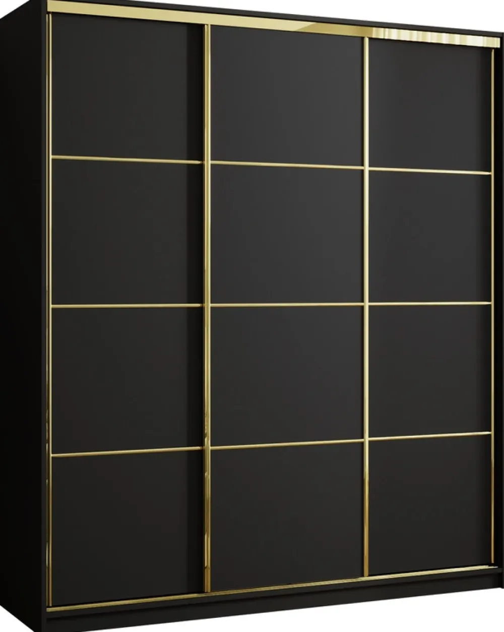Szafy Przesuwne|Szafy Trzydrzwiowe>BROMARKT Czarna szafa do sypialni z szufladami 180 cm GOLD NEW czarny