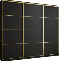 Szafy Trzydrzwiowe|Szafy Do Przedpokoju>BROMARKT Czarna szafa przesuwna 280 cm GOLD NEW MAX czarny