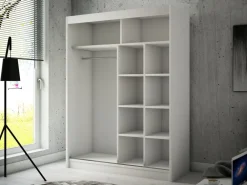 Zestawy Mebli Do Przedpokoju|Szafy Dwudrzwiowe>Arton Czarna szafa przesuwna do sypialni 150 cm z półkami BRANDON czarny