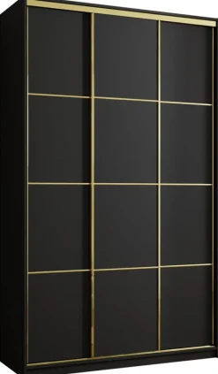 Szafy Trzydrzwiowe|Szafy Do Przedpokoju>BROMARKT Czarna szafa przesuwna do przedpokoju 150 cm GOLD MAX czarny