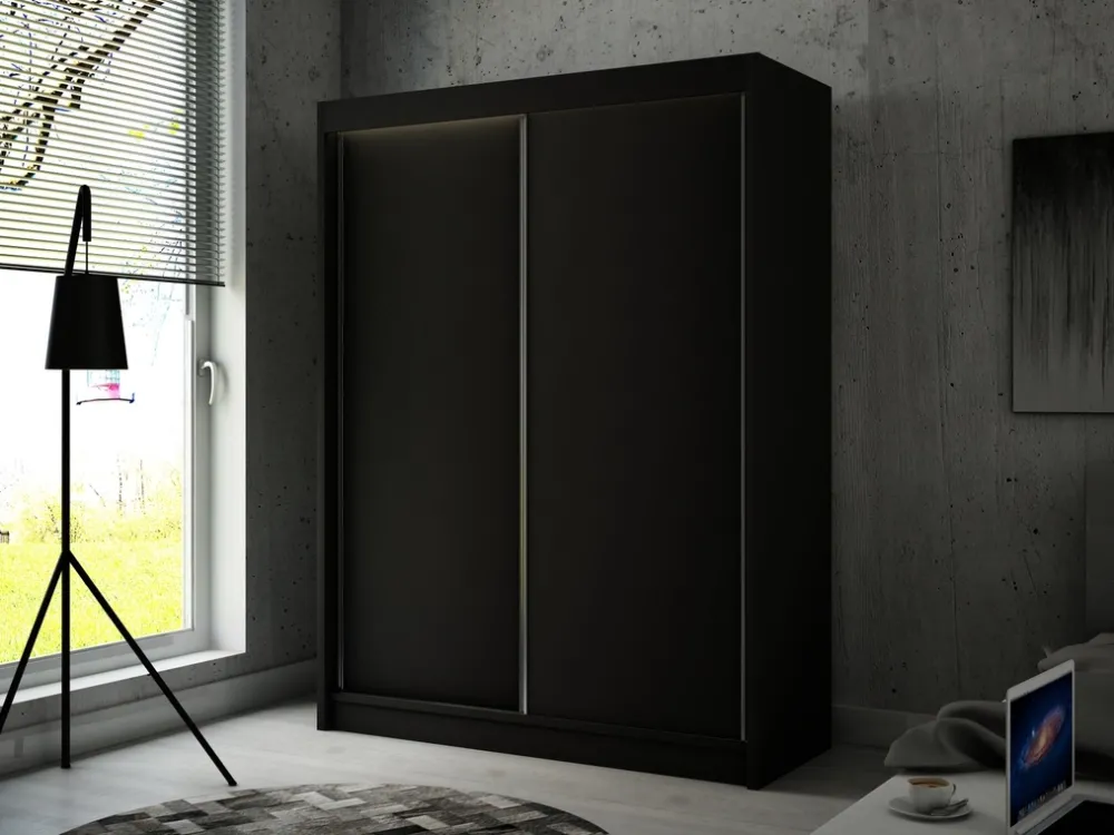 Zestawy Mebli Do Przedpokoju|Szafy Dwudrzwiowe>Arton Czarna szafa przesuwna dwudrzwiowa 200 cm BRANDON czarny