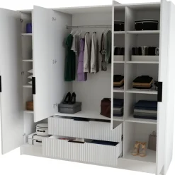 Szafy Otwierane|Szafy Z Lustrem>Arton Czarna szafa uchylna 200 cm do sypialni z półkami NEXUS czarny