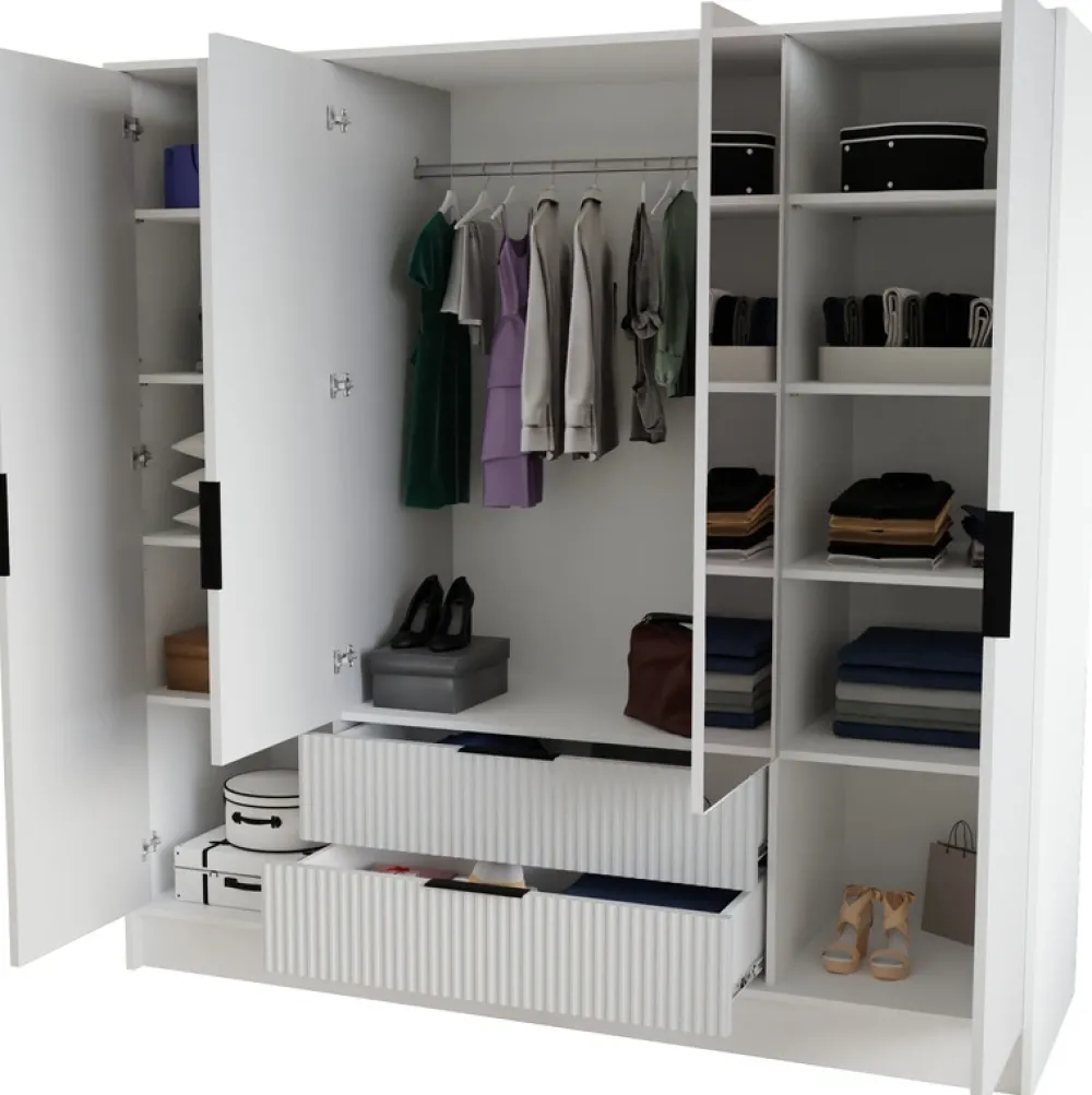 Szafy Otwierane|Szafy Z Lustrem>Arton Czarna szafa uchylna 200 cm do sypialni z półkami NEXUS czarny