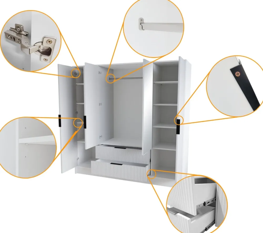 Szafy Otwierane|Szafy Z Lustrem>Arton Czarna szafa uchylna 200 cm do sypialni z półkami NEXUS czarny