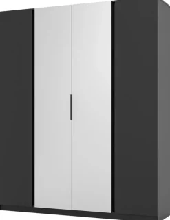 Szafy Młodzieżowe|Szafy Otwierane>Lempert Czarna szafa z lustrem i półkami 200 cm KARAT czarny