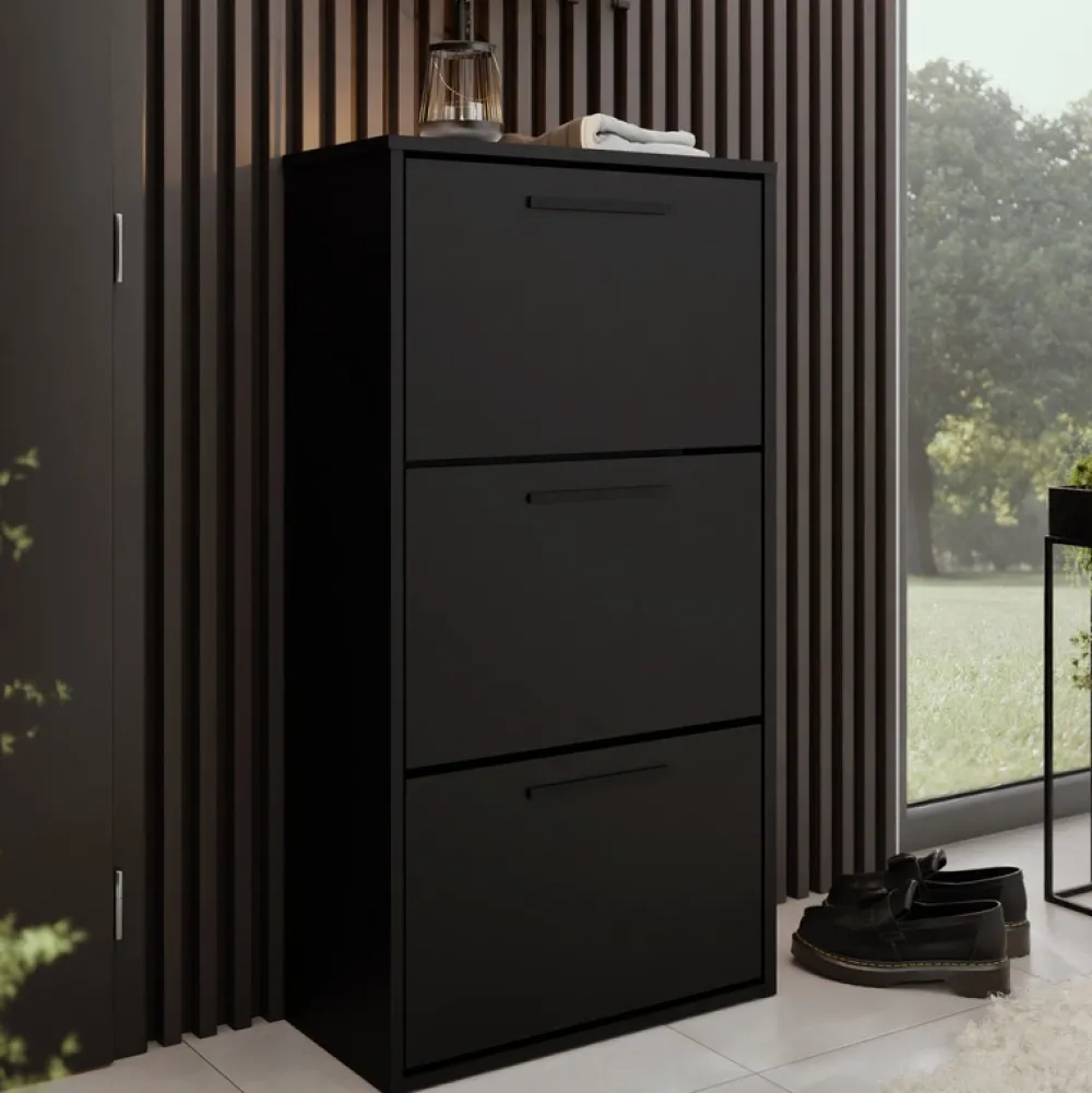 Szafki Na Buty|Garderoby>KIER Czarna szafka na buty 59 cm do przedpokoju stojąca ANVER czarny