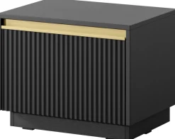 Szafki Nocne>PIASKI Czarna szafka nocna 54 cm z szufladą do sypialni RAVO czarny