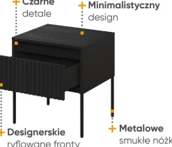 Szafki Nocne></noscript>lenart. Czarna szafka nocna do sypialni w stylu nowoczesnym TREND czarny