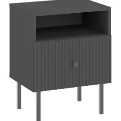 Zestawy Mebli Do Salonu|Szafki Nocne>INTER MEBLE Czarna szafka nocna do sypialni z szufladą VALTEO czarny