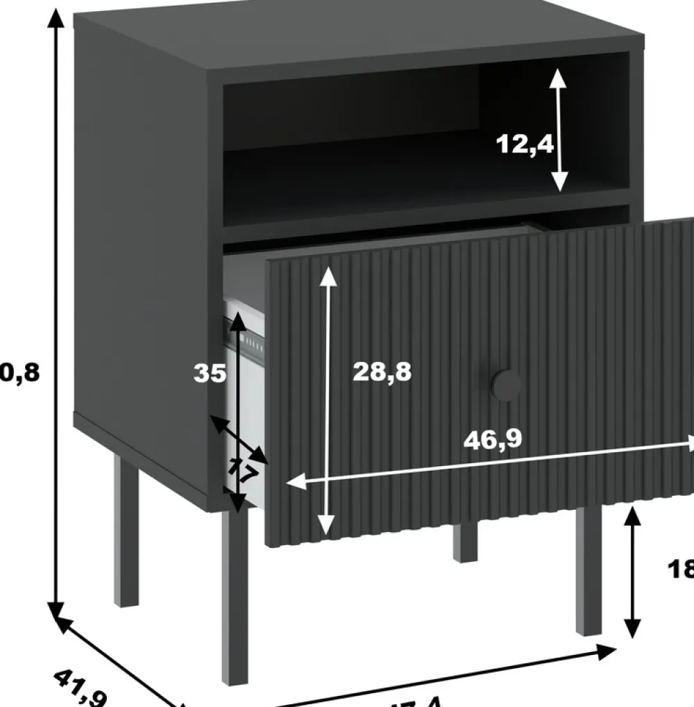 Zestawy Mebli Do Salonu|Szafki Nocne>INTER MEBLE Czarna szafka nocna do sypialni z szufladą VALTEO czarny