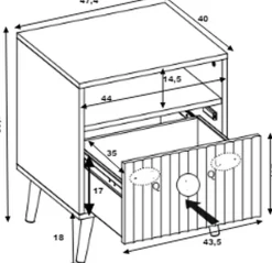 Meble Dla Dzieci|Zestawy Mebli Do Salonu></noscript>INTER MEBLE Czarna szafka nocna z szufladą na nóżkach BELLUNO antracyt