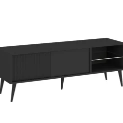 Szafki Rtv>INTER MEBLE Czarna szafka pod telewizor RTV 135 cm na nóżkach BELLUNO antracyt