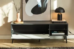 Szafki Rtv>INTER MEBLE Czarna szafka pod telewizor RTV 135 cm na nóżkach BELLUNO antracyt