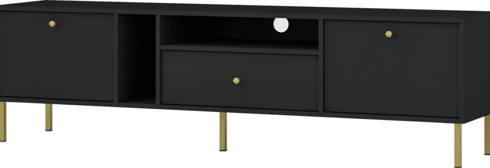 Zestawy Mebli Do Salonu|Szafki Rtv>Lempert Czarna szafka pod telewizor 180 cm RTV 180 cm TOKEN
