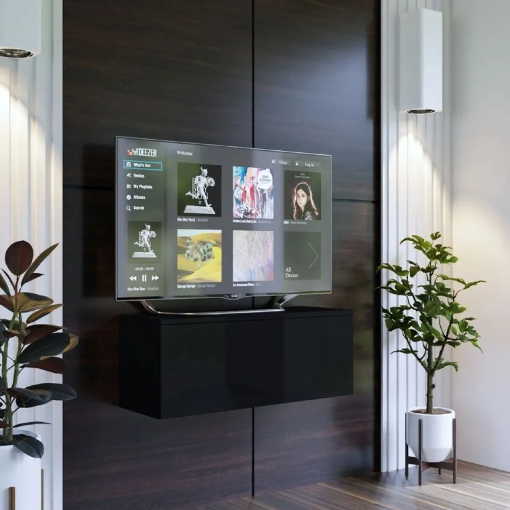 Zestawy Mebli Do Salonu|Szafki Rtv>BROMARKT Czarna szafka pod telewizor 105 cm PREMIUM czarny