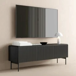 Szafki Rtv>LASKI Czarna szafka RTV 150 cm do salonu MEZZO czarny