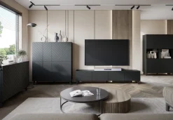 Szafki Rtv></noscript>BRATEX Czarna szafka RTV 190 cm pod telewizor do salonu PUNES czarny