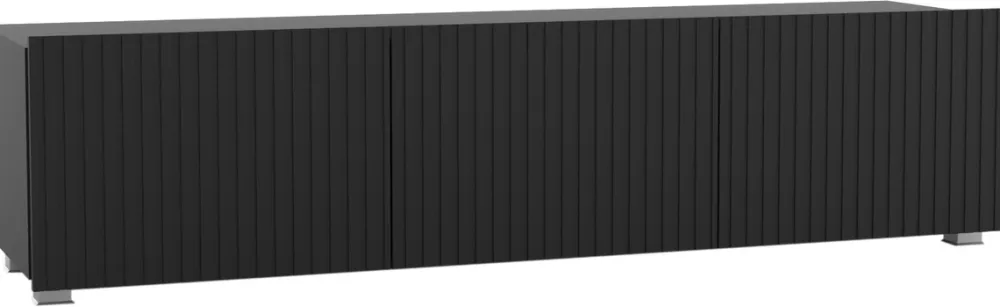 Szafki Rtv>GiB Meble Czarna szafka RTV 150 cm z ryflowanymi frontami KORDIS czarny