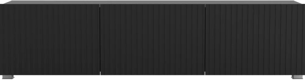 Szafki Rtv>GiB Meble Czarna szafka RTV 150 cm z ryflowanymi frontami KORDIS czarny