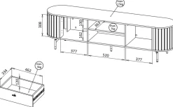 Zestawy Mebli Do Salonu|Szafki Rtv></noscript>DOLMAR Czarna szafka RTV do salonu z zaokrąglonymi boczkami 180 cm ZELDA czarny