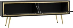 Szafki Rtv>GiB Meble Czarna szafka RTV glamour 150 cm na wysokich nóżkach TALUS