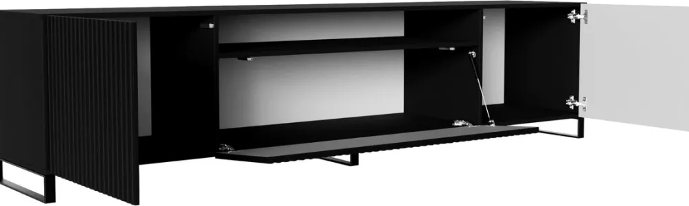 Szafki Rtv>Arton Czarna szafka RTV na nóżkach 200 cm nowoczesna TAVIO do salonu czarny