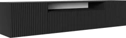 Szafki Rtv></noscript>Arton Czarna szafka RTV wisząca nowoczesna z półkami TAVIO do salonu czarny