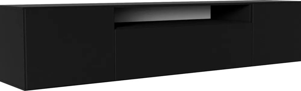 Szafki Rtv>Arton Czarna szafka RTV wisząca 200 cm nowoczesna LANTOS do salonu czarny